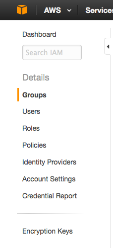 IAM Console Sidebar